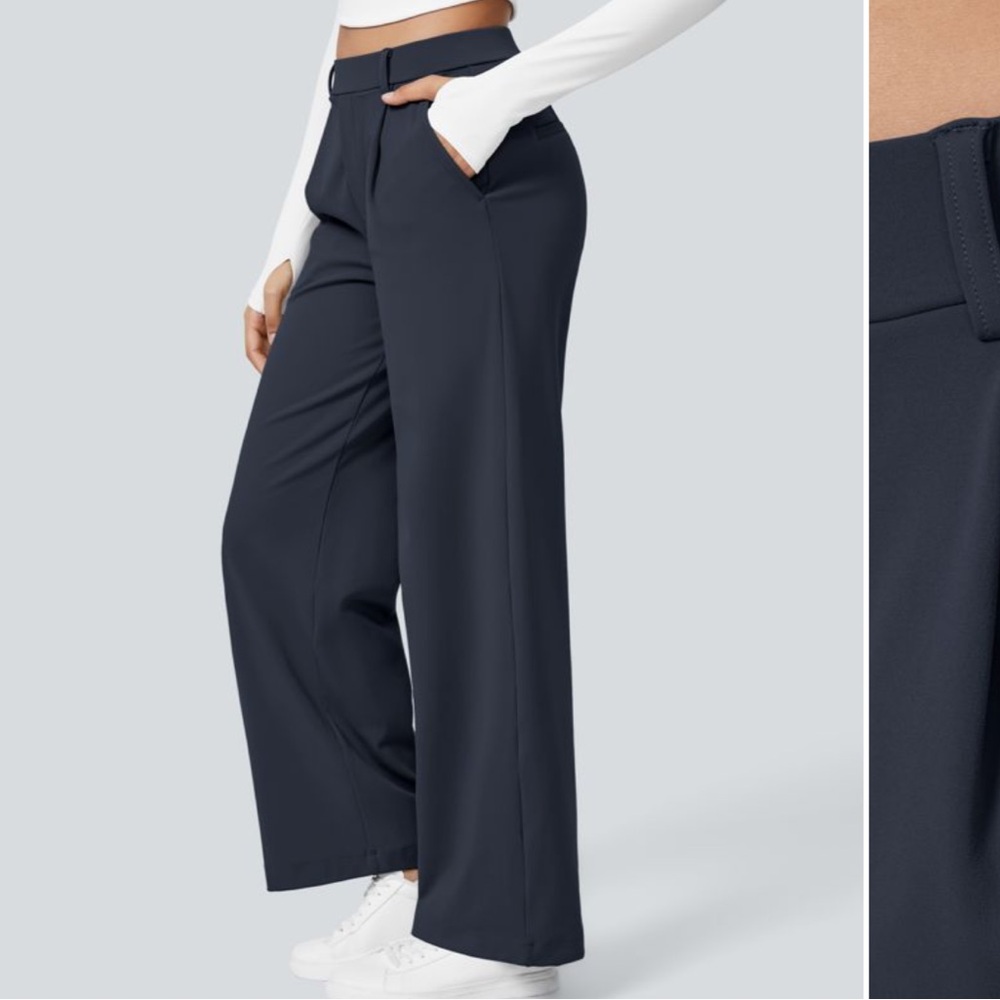 Halara High Waisted Side Pocket Straight Leg Work Pants - Picture 3 of 8